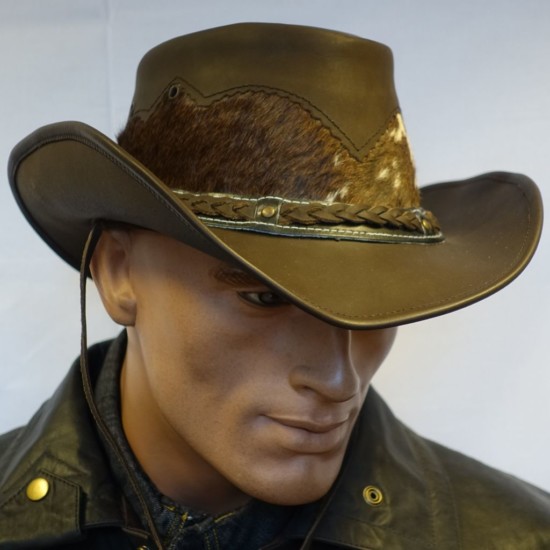 Cowskin leather hat brown