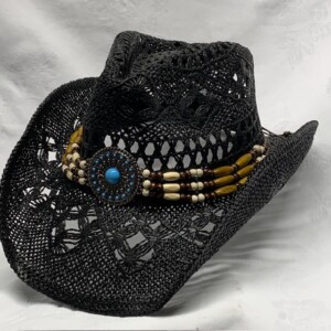 Black straw hat