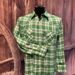 Green plaid shirt front