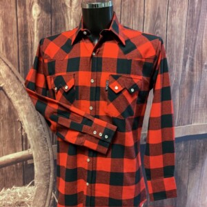 Red plaid flannel shirt front