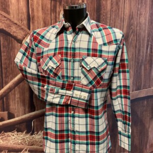 red and green plaid flannel shirt front